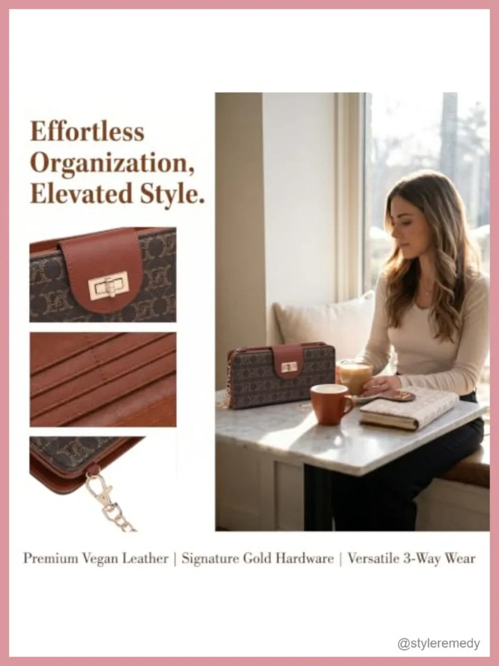 Faux Leather Crossbody Wallet with Phone Pocket & Card Slots